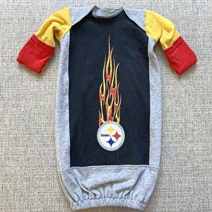 Pittsburgh Steelers NFL upcycled t shirt newborn sleep sack handmade baby gown